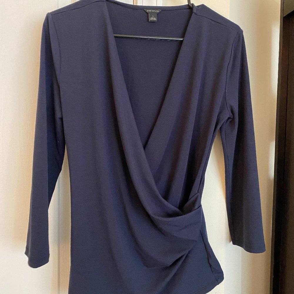 Ann Taylor stretchy wrap shirt -- business casual